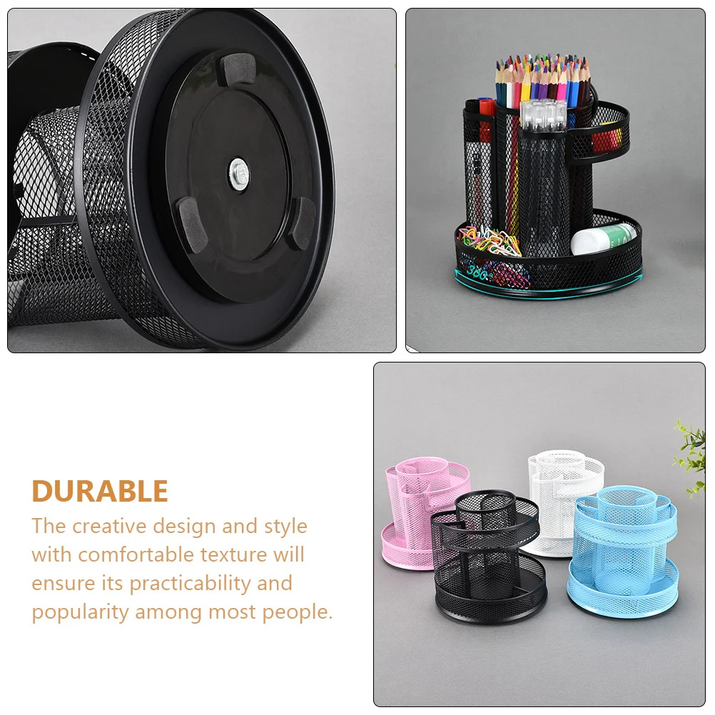 

360° Rotating Pen Holder Iron Desktop Organizer For Makeup Brushes Pencil Container Stationery Storage Container