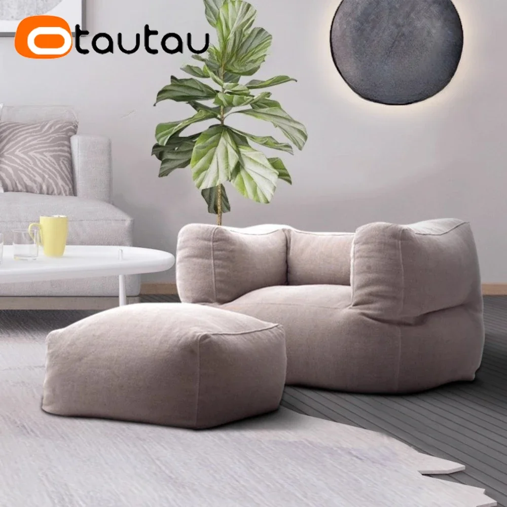 OTAUTAU 1-seat Outdoor Chenille Bean Bag Cover Swim Pool Armchair Beacn Club Sofa SF494【No Filler！Please Fill It By Yourself！】