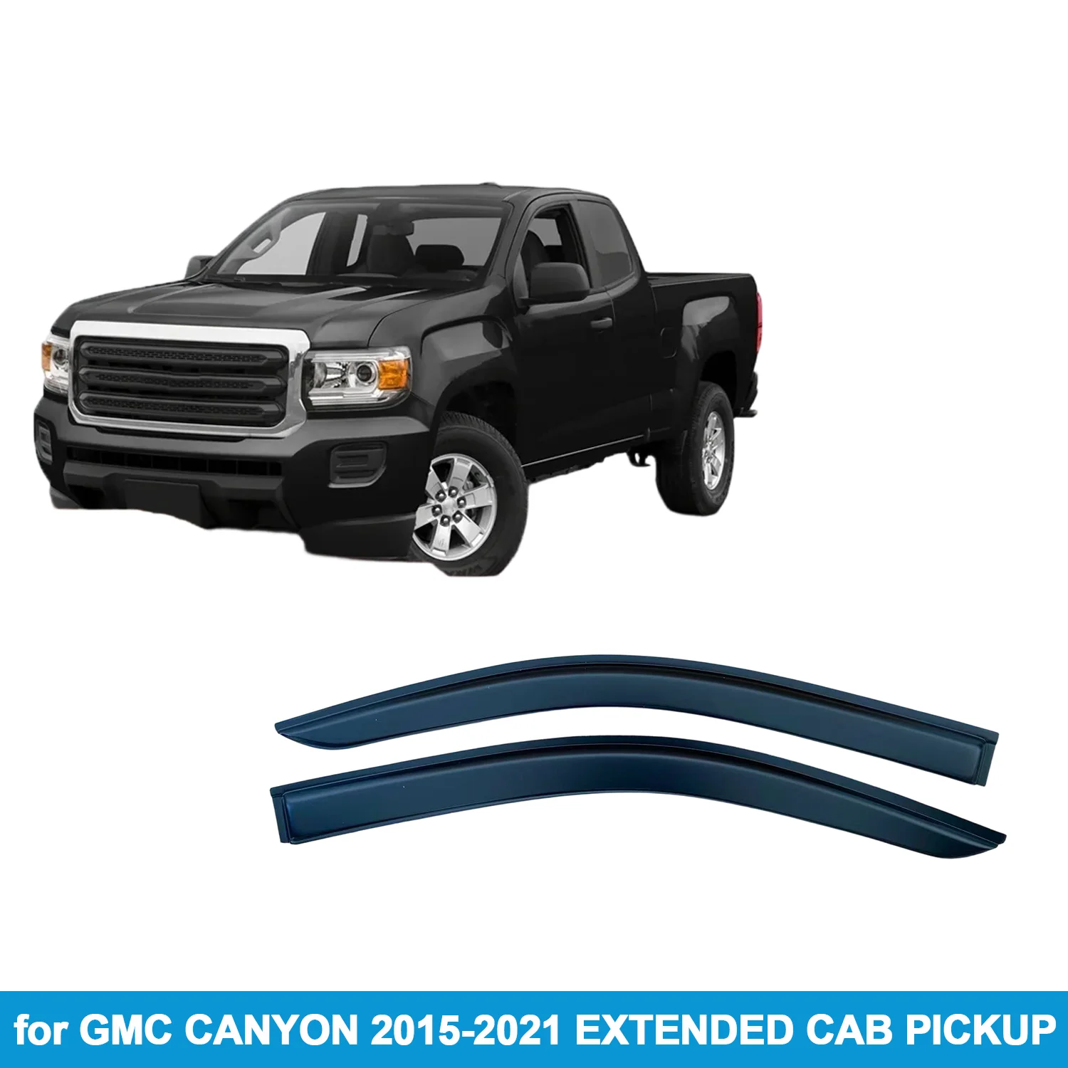 

Дефлекторы окон для GMC CANYON 2015-2021 EXTENDED CAB PICKUP, защита от дождя, боковые вентиляционные дефлекторы, внешние, на клейкой ленте