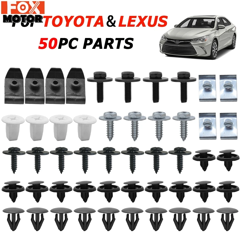 50X Under Engine Cover Tray Clips Fastener Car Fender Shield Bottom Splash Guard Self-tapping Screw Kit For Toyota Avensis Lexus