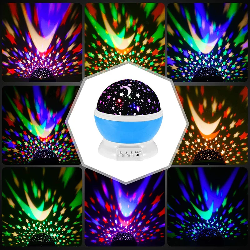 ZK40 LED Projector Star Moon Nights Baby Night Lights Moon 360 Degree Rotation 8 Color Changing Romantic Night Lighting Lamp