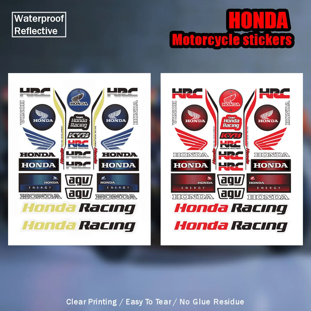 

Honda Racing Wing Decals Waterproof Reflective Stickers for Motorcycle Helmet Decoration HRC Modification Scratch Cover