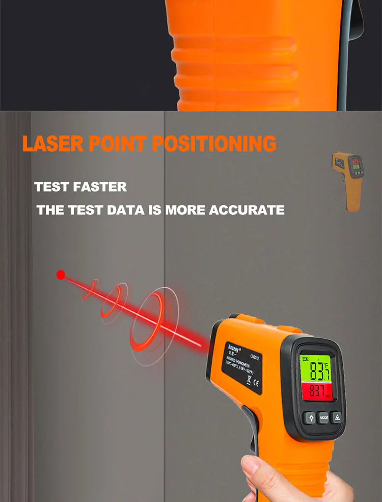 Intelligentes industrielles Infrarot-Thermometer -50~600 ℃ Temperaturpistole VA Reverse Color Screen Tester Meter Pyrometer Tools – Detail 5