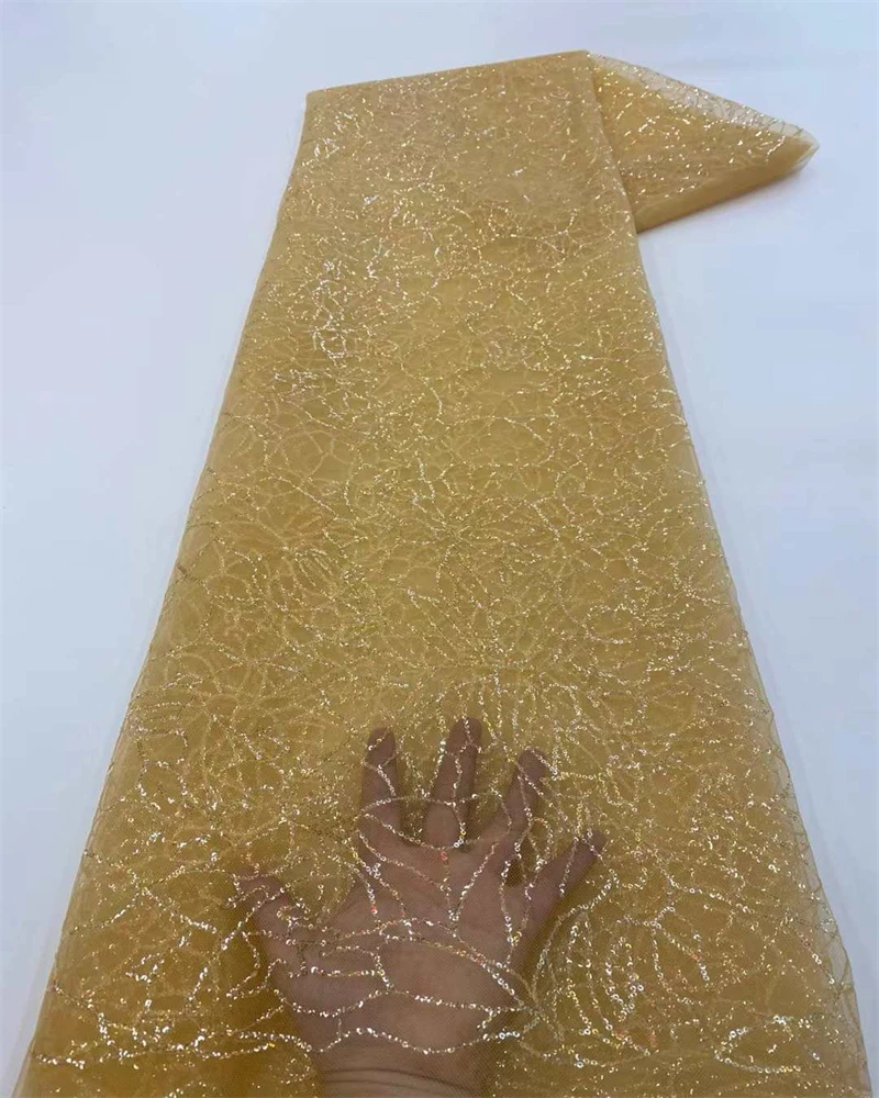 

Kalume Nigeria Tulle Lace African Lace Fabric with Beads Sequins 2025 High Quality Nigerian Mesh Net Lace Fabric for Dress