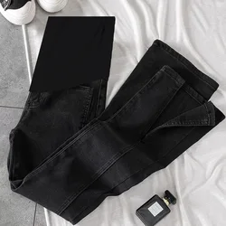 Fdfklak-Jeans Denim pour Femme Enceinte, Vêtements d'Allaitement, Pantalon de Grossesse, Coupe Botte, Noir et Bleu, FjJeans