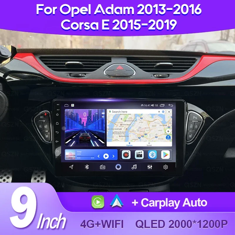 

QSZN для Opel Adam 2013-2016 Corsa E 2015-2019 Автомобильный радиоприемник AI Voice 4G CarPlay Android Auto GPS Мультимедийный видеоплеер без 2 Din