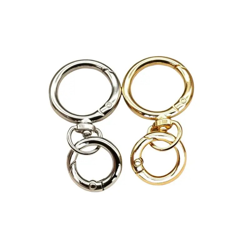 2 Sets Runde Federkarabiner O-Ringe Drehbarer Auslösehaken Metallverschlüsse Schlüsselanhänger für Handtaschen, Lanyards, DIY-Bastelarbeiten – Detail 7