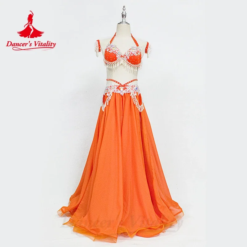 Belly Dance Performance Suit for Adult Children Customsized Bra+split Long Skirt 2pcs Female Oriental Dance Professional Outfit