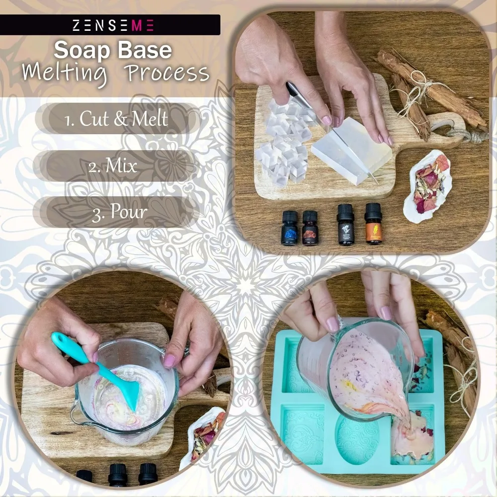 Imagem -04 - Kit de Fabricação de Sabão em Silicone para Adultos Faça Seu Próprio Sabão com Degelo Suprimentos de Sabão Natural Faça Você Mesmo Óleos Essenciais Molde Colher