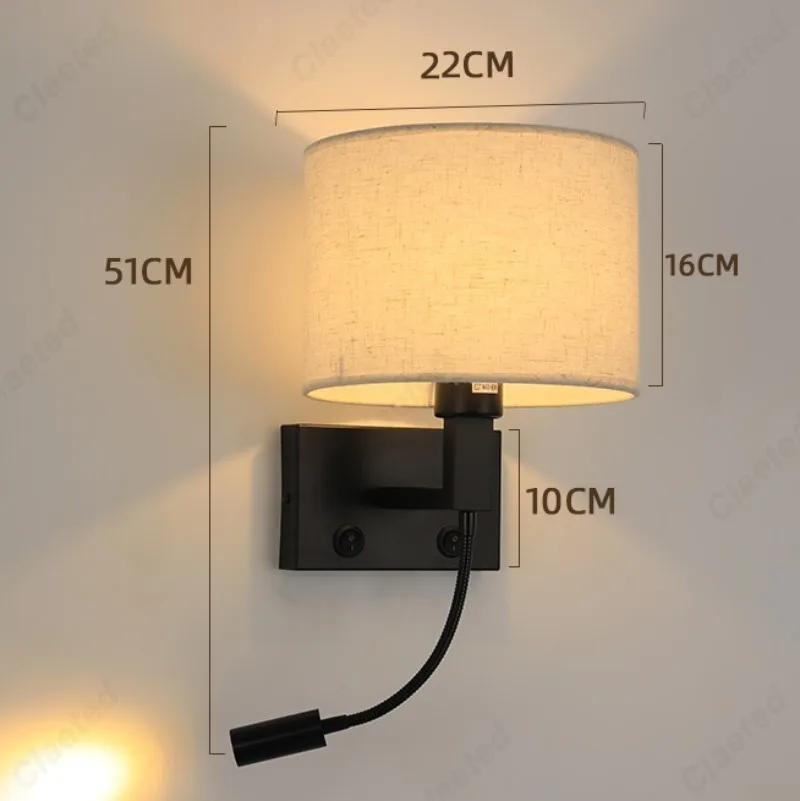 Ajustável LED Tecido Abajur, Luz de parede, ângulo Spotlight, Quarto, Cabeceira, Leitura, Interior, Sala de estar, Luminária, E27