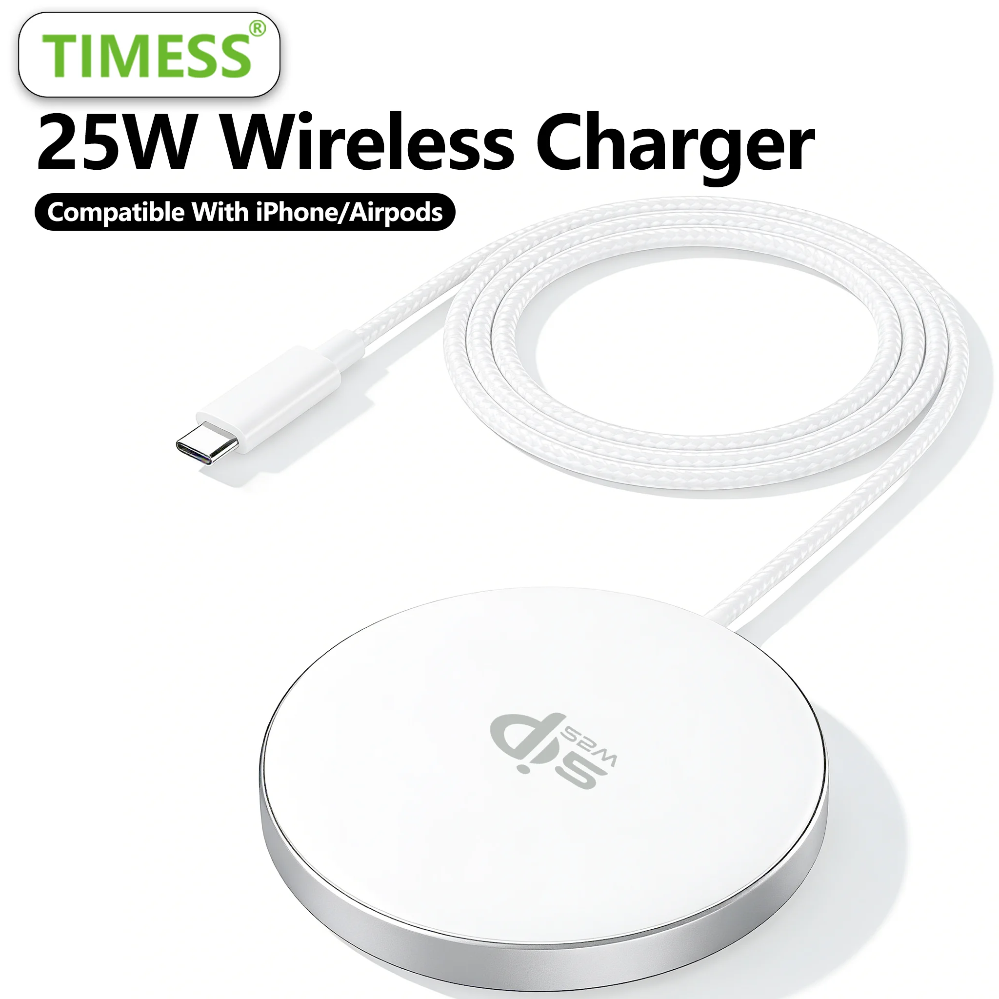 TIMESS QI2 25W Fast Wireless Charger For IPhone 17 16 15 14 13 12PRO MAX For Airpods 4 3 2 Pro 2-IN-1 Charging Station Stand Pad