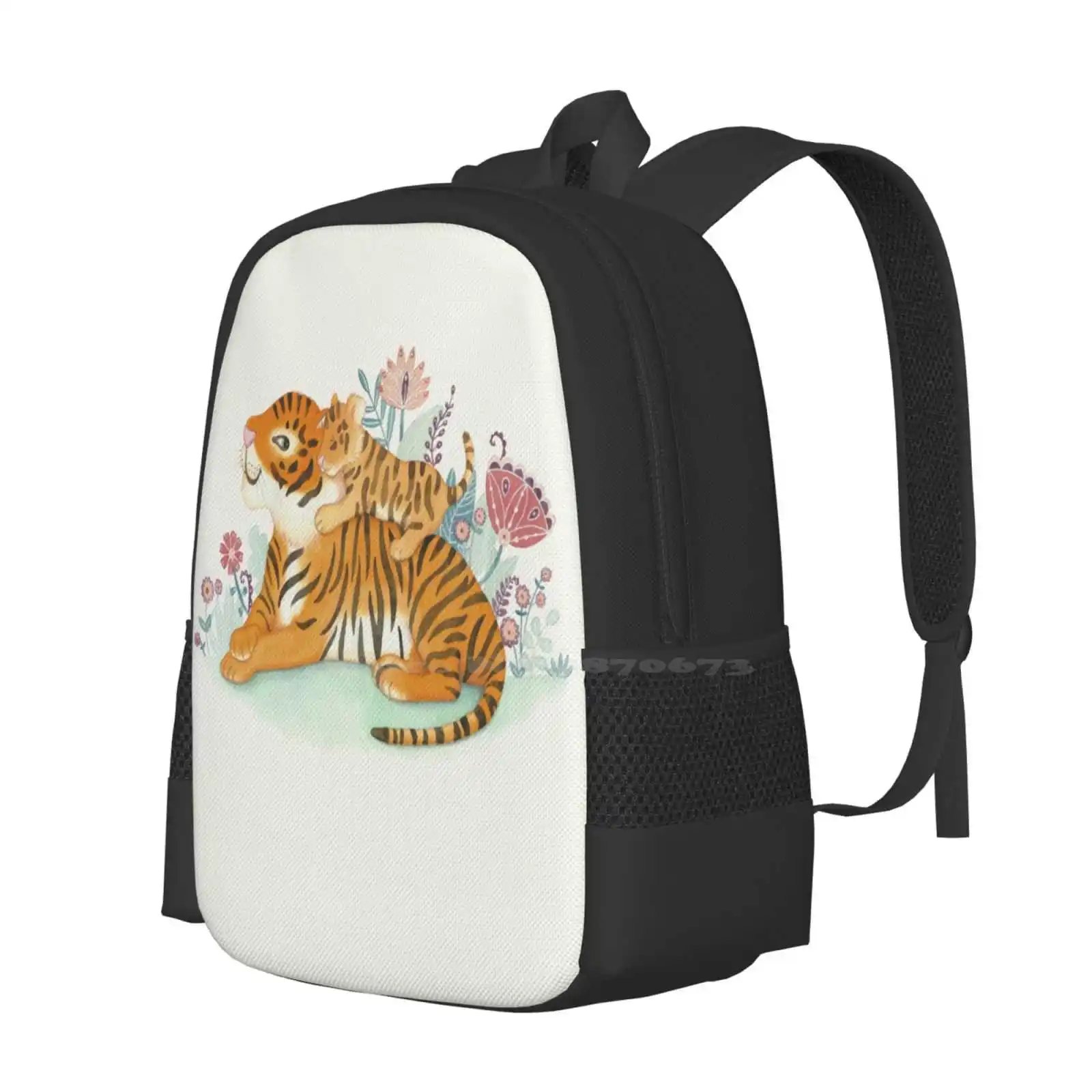 Tiger And Little Cub Hot Sale Schoolbag Backpack Fashion Bags Tiger Son Daughter Fathers Birthday Papa Pop Dad Jungle Leaves