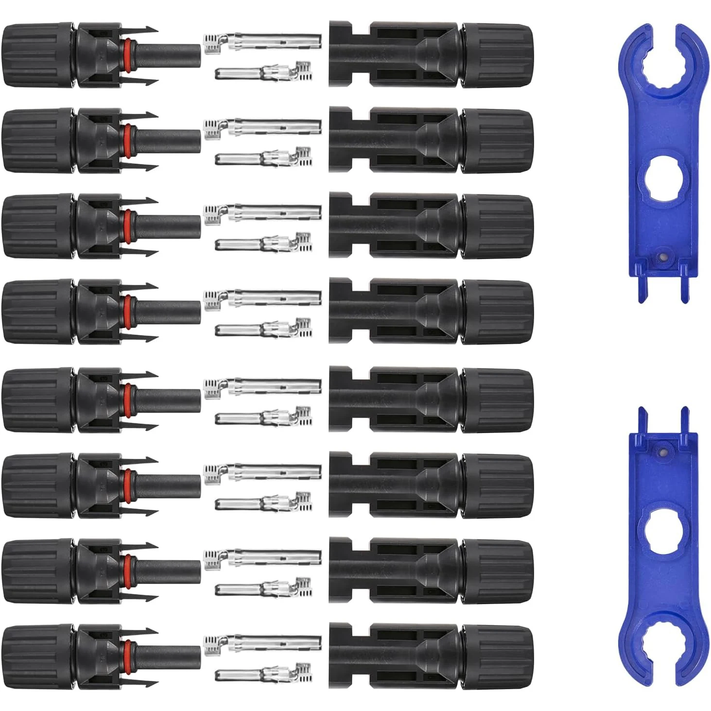 16 Stück Solarpanel-Anschlüsse, männlich/weiblich, IP67, wasserdicht, 1000 V, 30 A, Solarkabel-Anschlüsse (8 Paar) mit 2 Schraubenschlüsseln, 10 AWG