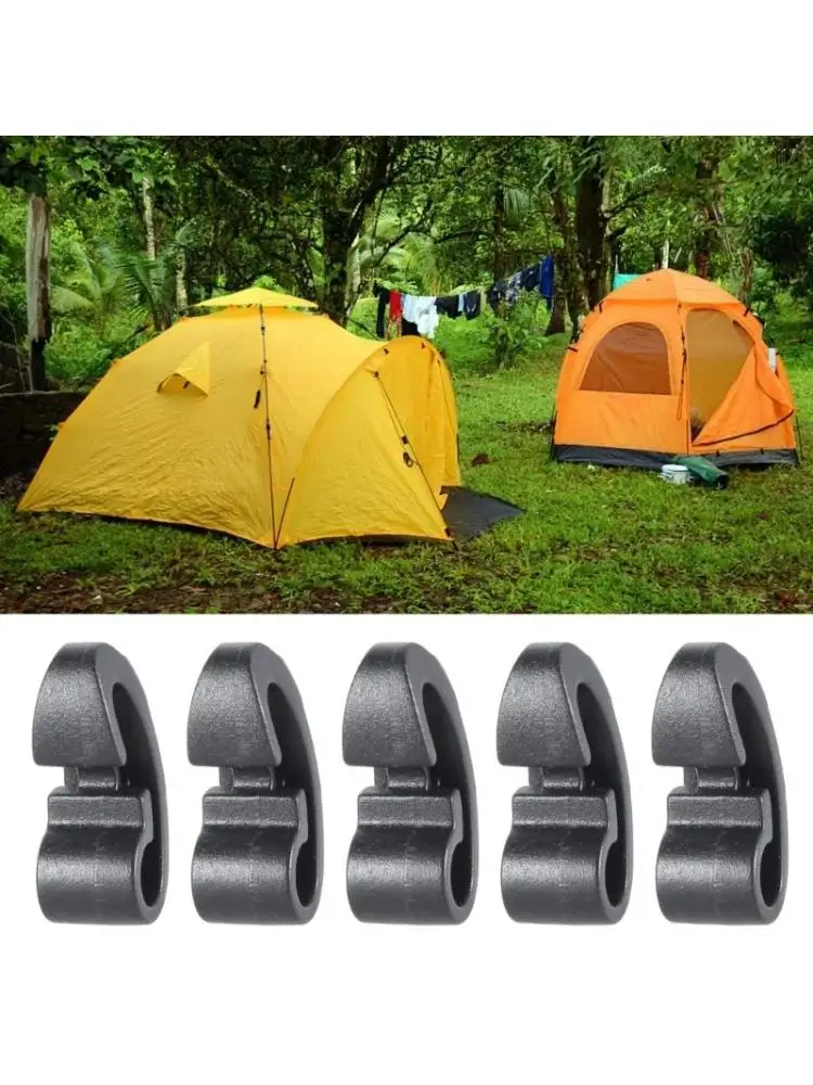 

20pcs Camping Accessories Camping Fixed Canopy Tools Plastic Tent Hooks, Black