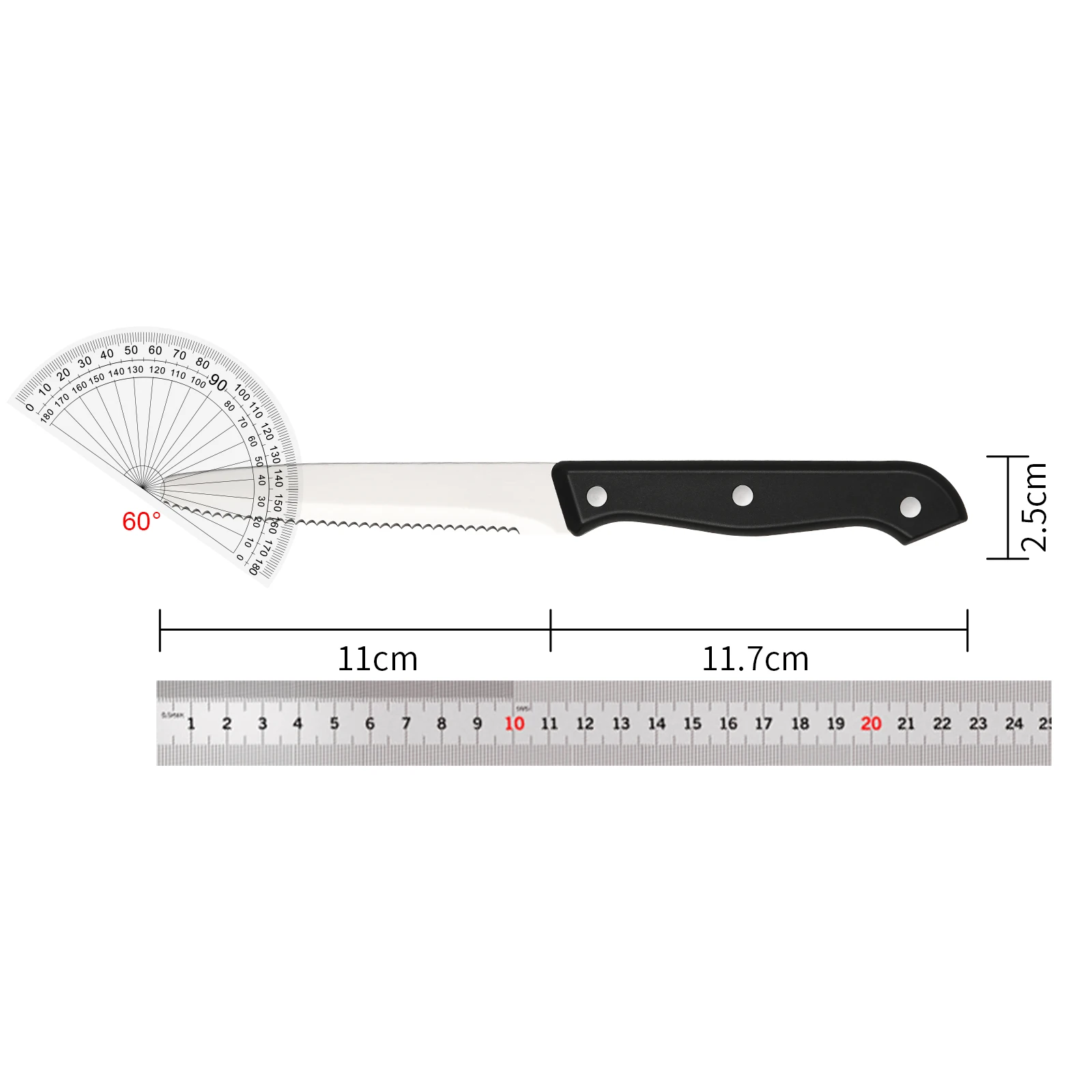 Katisun 12 Pcs 4.5 Inch Round Tip Serrated Steak Knife Set POM Triple Rivet Handle Dishwasher Safe Home Restaurant - view 2