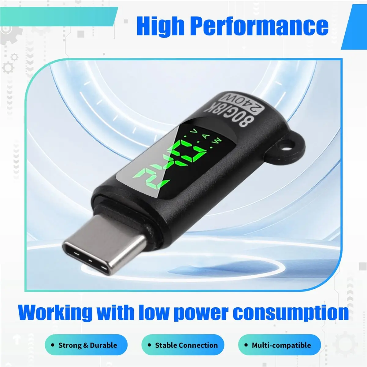 A959P ~240W USB C Power Meter Tester Adapter, 3-Pack with LED Digital Display, 80 Gbps Data Transfer