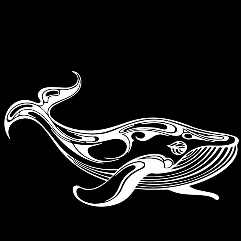Schattige walvis dierensticker Hoge kwaliteit autoraamdecoratie Persoonlijkheid Pvc waterdichte sticker Zwart/wit, 19 cm * 11 cm