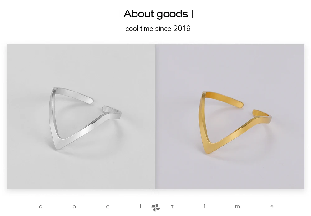 COOLTIME Unregelmäßiger Chevron-V-Ring aus Edelstahl, verstellbare Ringe für Frauen, minimalistischer Schmuck, Großhandel, Geschenk zum Frauentag – Detail 2