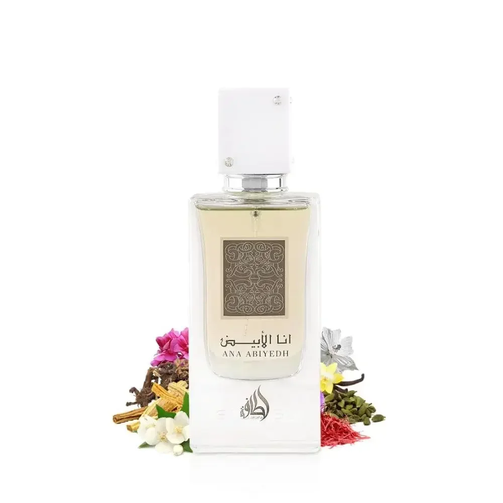 Lattafa Ana Abiyedh Eau De Parfum 2.0oz / 60ml – عطر Musky طازج يدوم طويلاً للجنسين، هدية أنيقة لعيد الميلاد