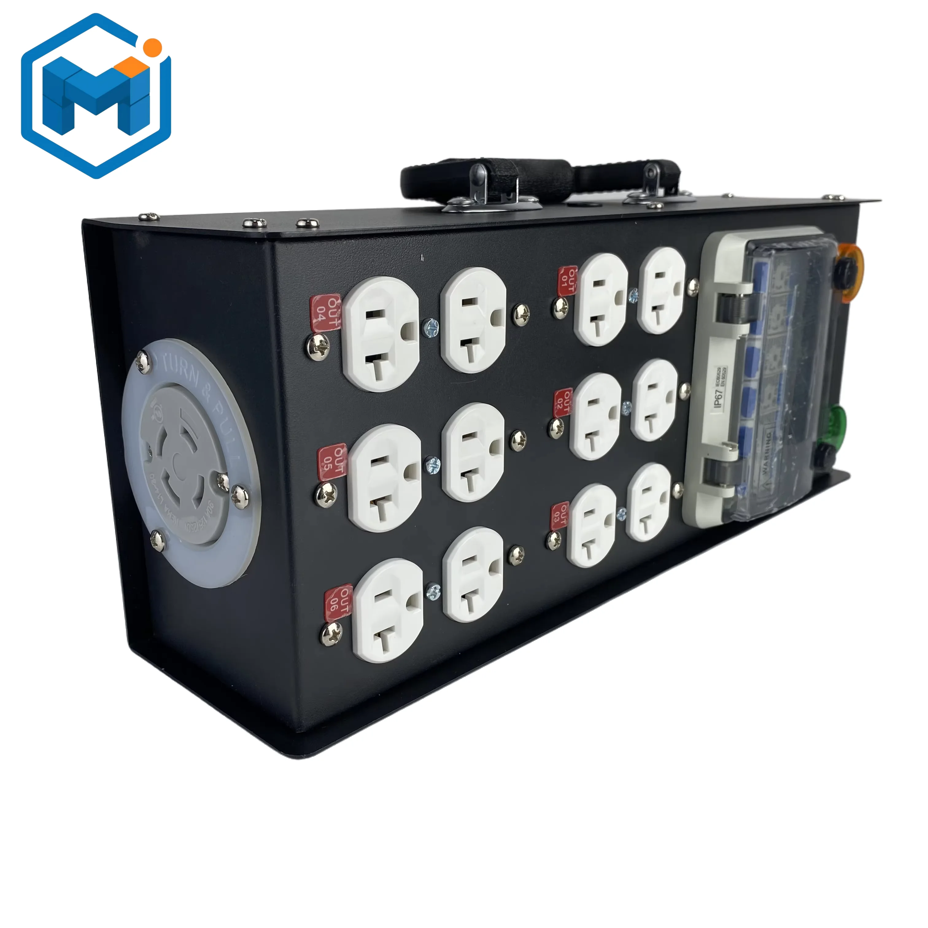 Portable Power Distribution Equipment L14-30 20A Input 6*US 20A Edison Dual Sockets 1*L14-30 Outputs IP44 Protection 120V Rated