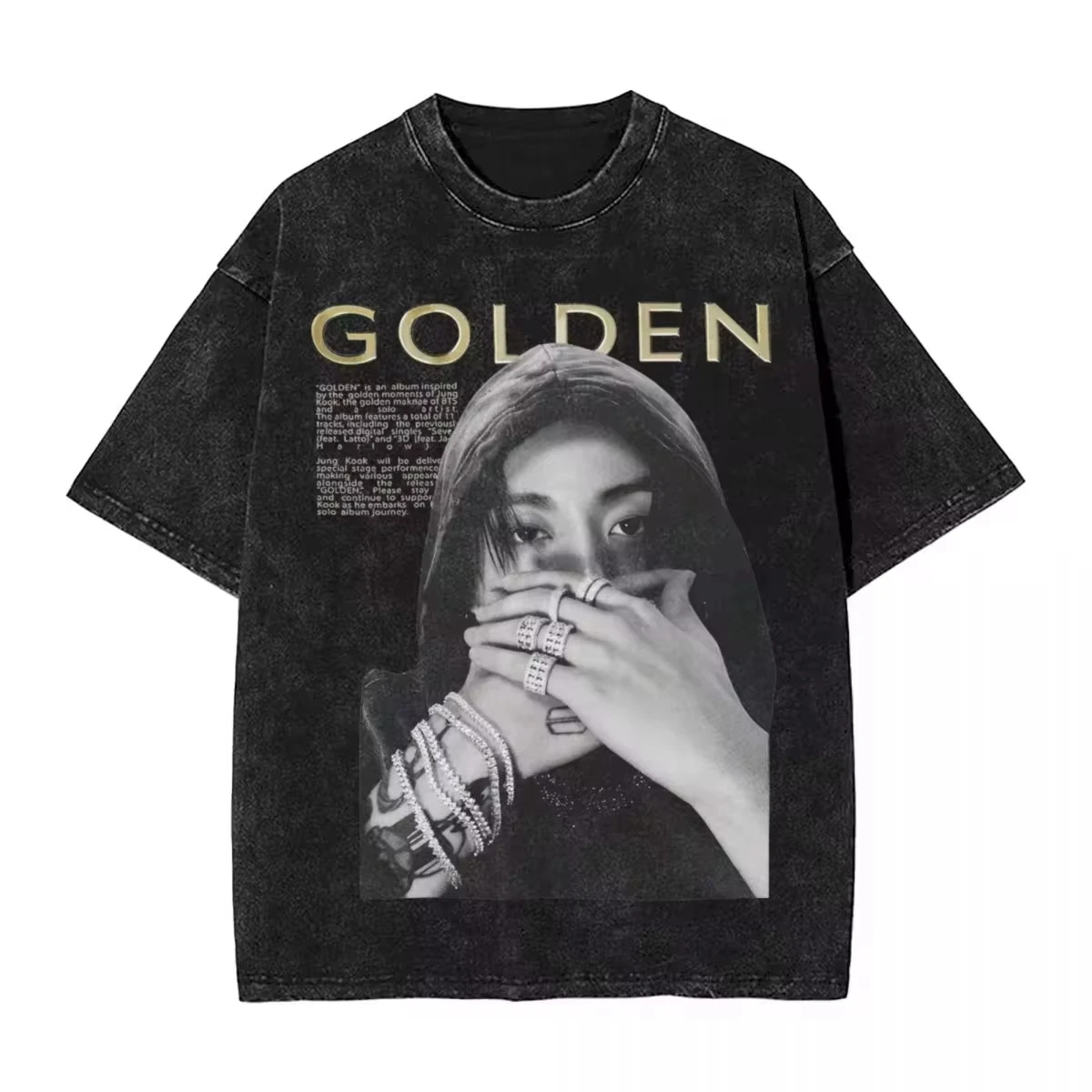 Streetwear Golden Moments Jungkooks Hip Hop Washed Vintage T Shirt Oversized Men Women Gothic Short Sleeve Unisex Top Cotton Tee