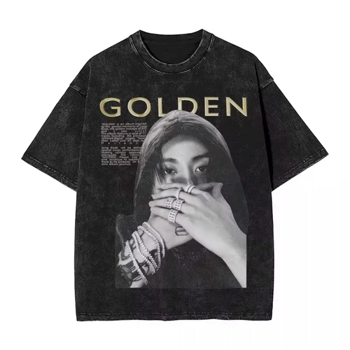 Streetwear Golden Moments Jungkooks Hip Hop lavado Vintage camiseta de gran tamaño hombres mujeres gótico manga corta Unisex Top Camiseta de algodón