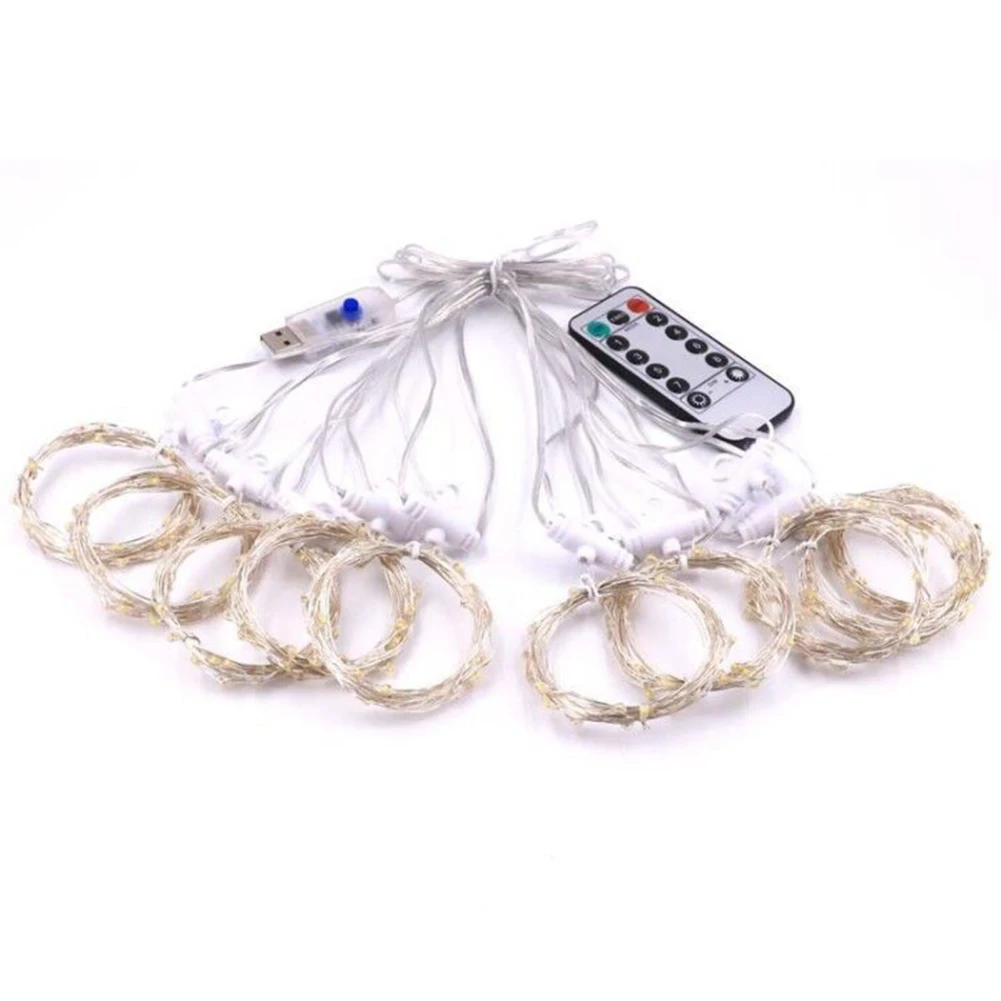 Curtain Lights LED Window Curtain String Light USB Powered Fairy Lights For Wedding Party Bedroom Christmas Decorations