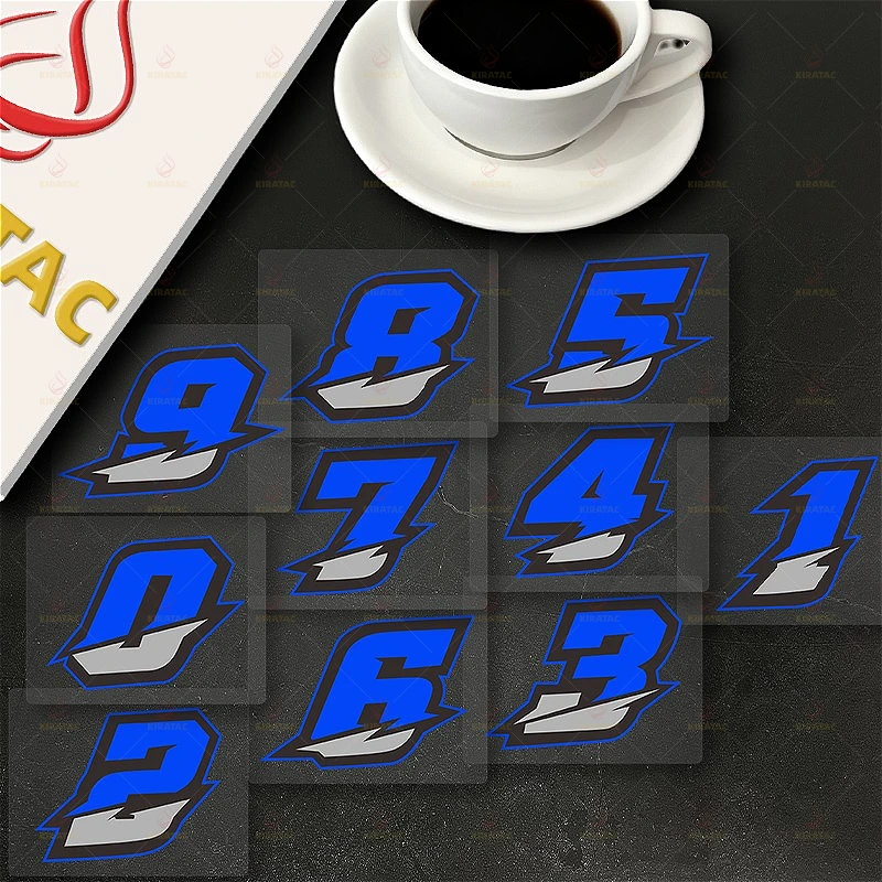 1pc Blue Splicing Number Motorcycle Stickers for Motorcycle Fairing Fuel Tank Helmet Car Window Bicycles Waterproof Vinyl Decal