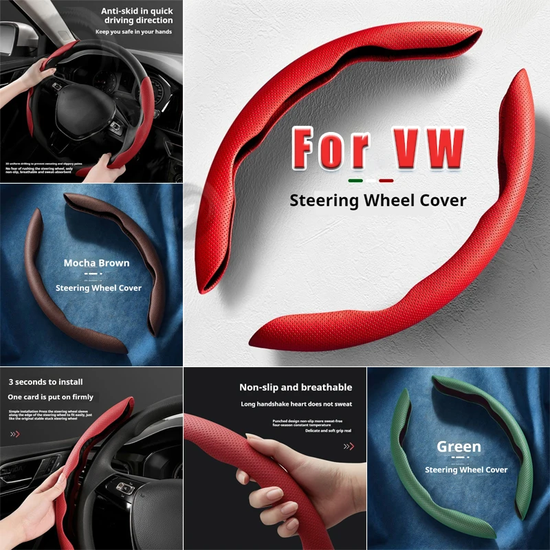 Steering Wheel Cover leather Non-slip Sweat-absorbing Special Steering wheel For VW Phaeton Jetta  Passat Bora  Polo Lavida