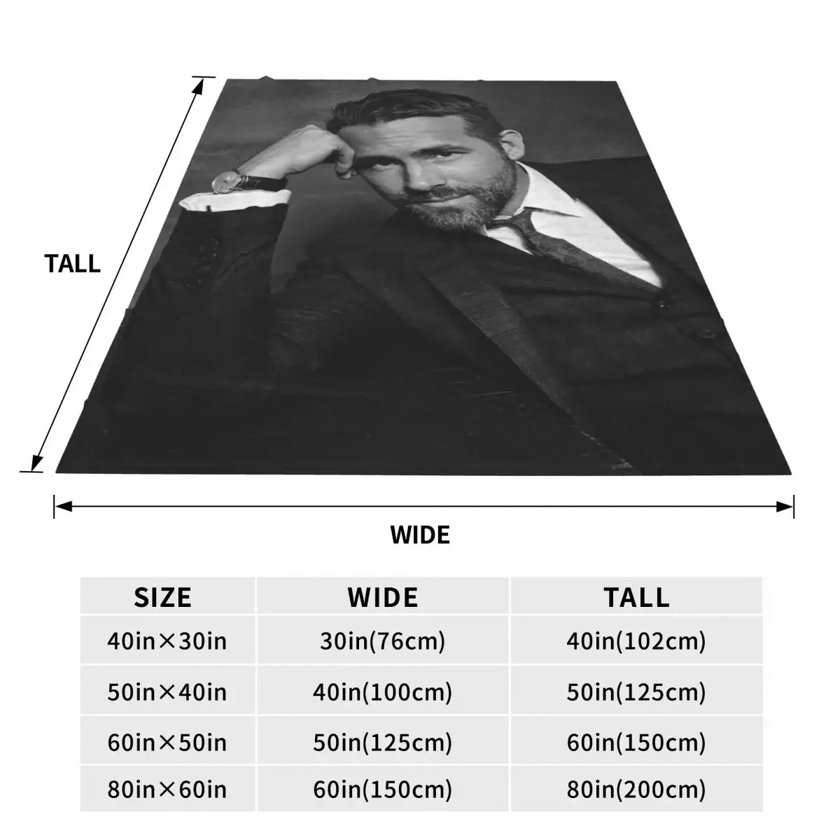 R-Ryan Reynolds Flannel Blanket Handsome Actor Soft Warm Bedding Throws for Couch Chair Picnic Novelty Bedspread Sofa Bed Cover