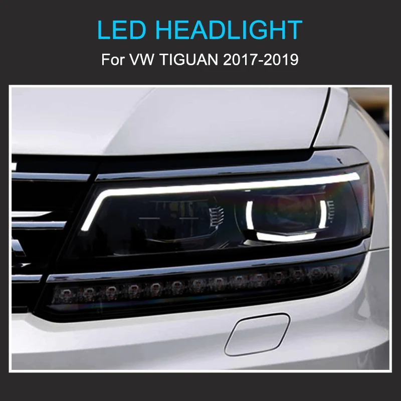 1 Pair Car Headlight Assembly for VW Tiguan 2017-2021 LED Headlights Plug and Play with LED DRL Dynamic Turning Headlights