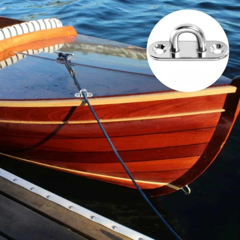 2026  5/10pcs Stainless Steel Oblong Pad Eye Plate,Staple Ring Hook,Marine Board Deck Buckle,U Hanger Ring for Ceiling Garage