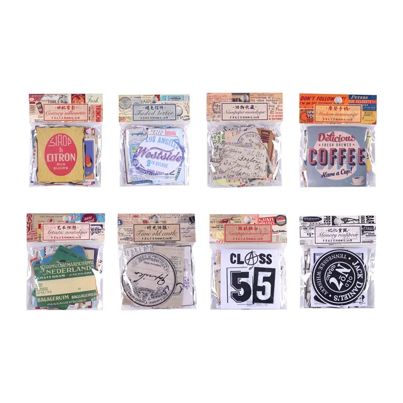 50 pcs/pack American Style sticker bag art vintage material decorative Scrapbooking stickers DIY Junk Journal Supplies