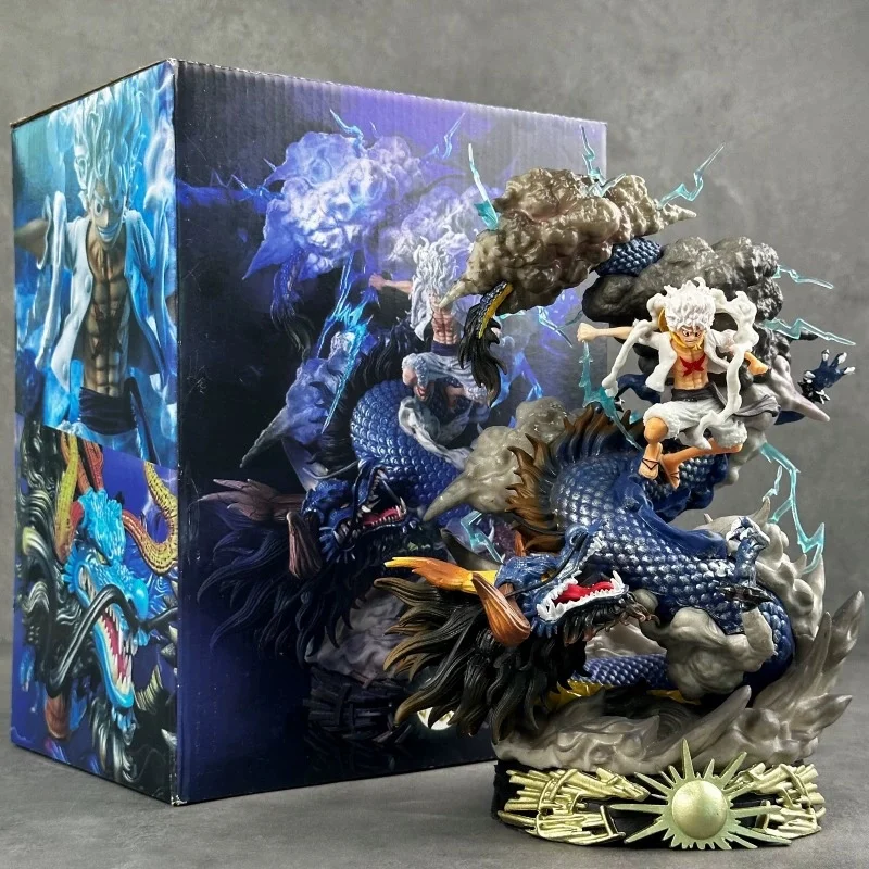 One Piece Cartoon-Figuren 22cm Luffy vs. Kaido Anime-Figuren Kampfszene Desktop GK-Statue Modellpuppe Spielzeug Weihnachtsgeschenk