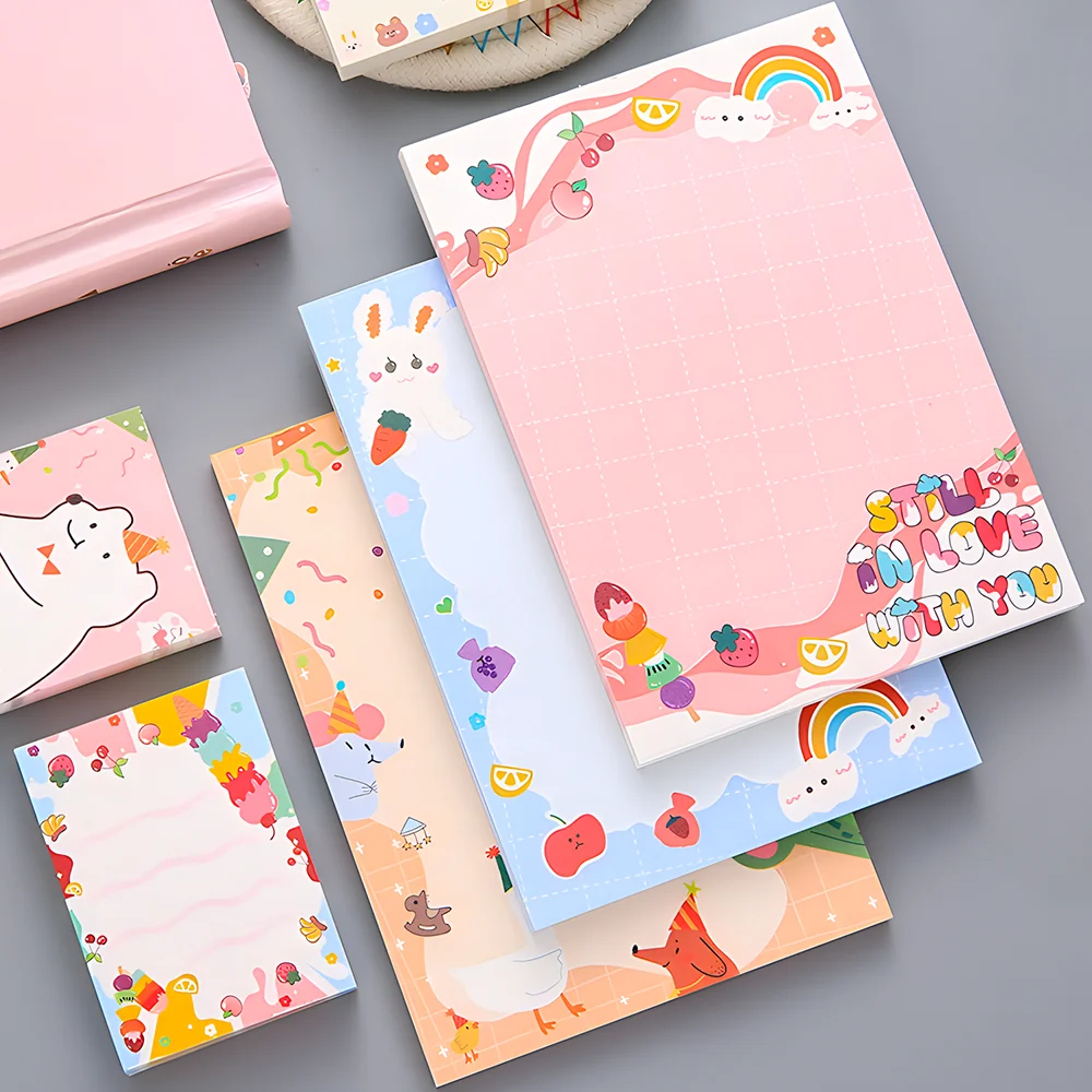 Cute Kawaii Sticky Notes Frog Bear Fruit Memo Pad Post Notepad Aesthetic Stationery Shopping Check List To Do Tab Planner Agenda