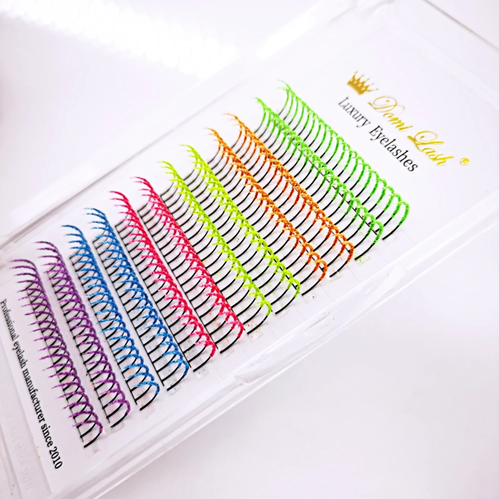 Fluorescence Glitter Eyelash Extensions Mix Color Shiny Classic Individual Party Lashes Fashion Silver False Eyelashes Wholesale