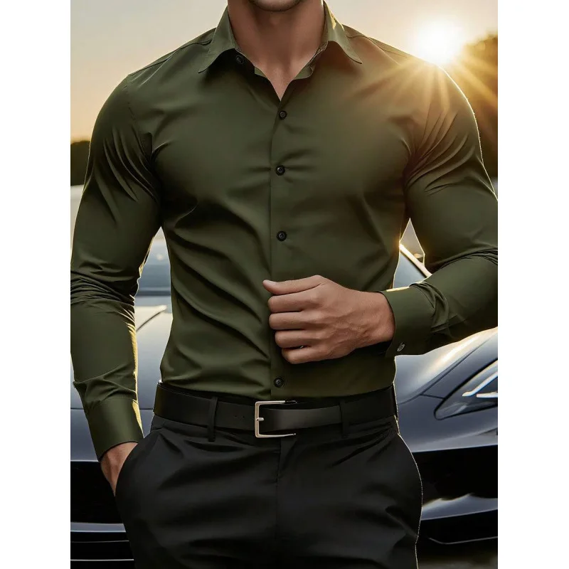 Men's Printed Shirt Z 97103 Polyester Fiber Fleece Lined Three Quarter Sleeve Bright Thread Detail Waist Cinched Summer Shirt