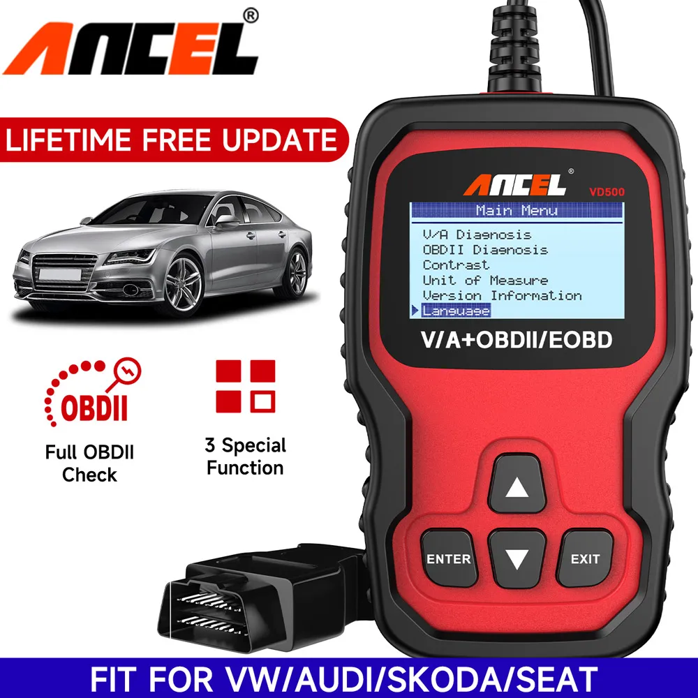 Ancel VD500 Automotive OBD2 Scanner For VW/Audi Full System Code Reader ABS EPB Oil Reset Car Diagnostic Tools For VAG Skoda