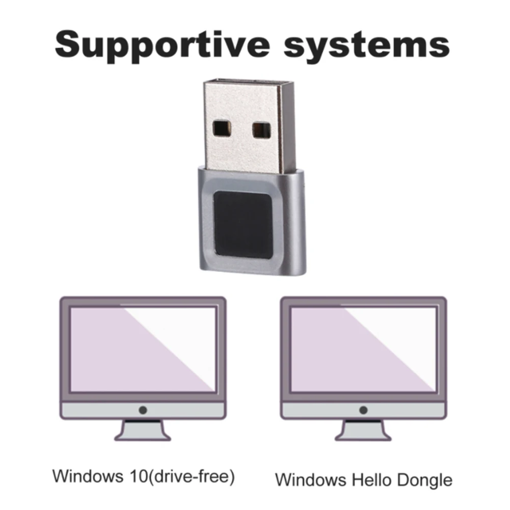 جهاز وحدة قارئ بصمات الأصابع USB صغير لنظام التشغيل Windows 10 Hello Biometrics Security Key تسجيل الدخول بدون كلمة المرور