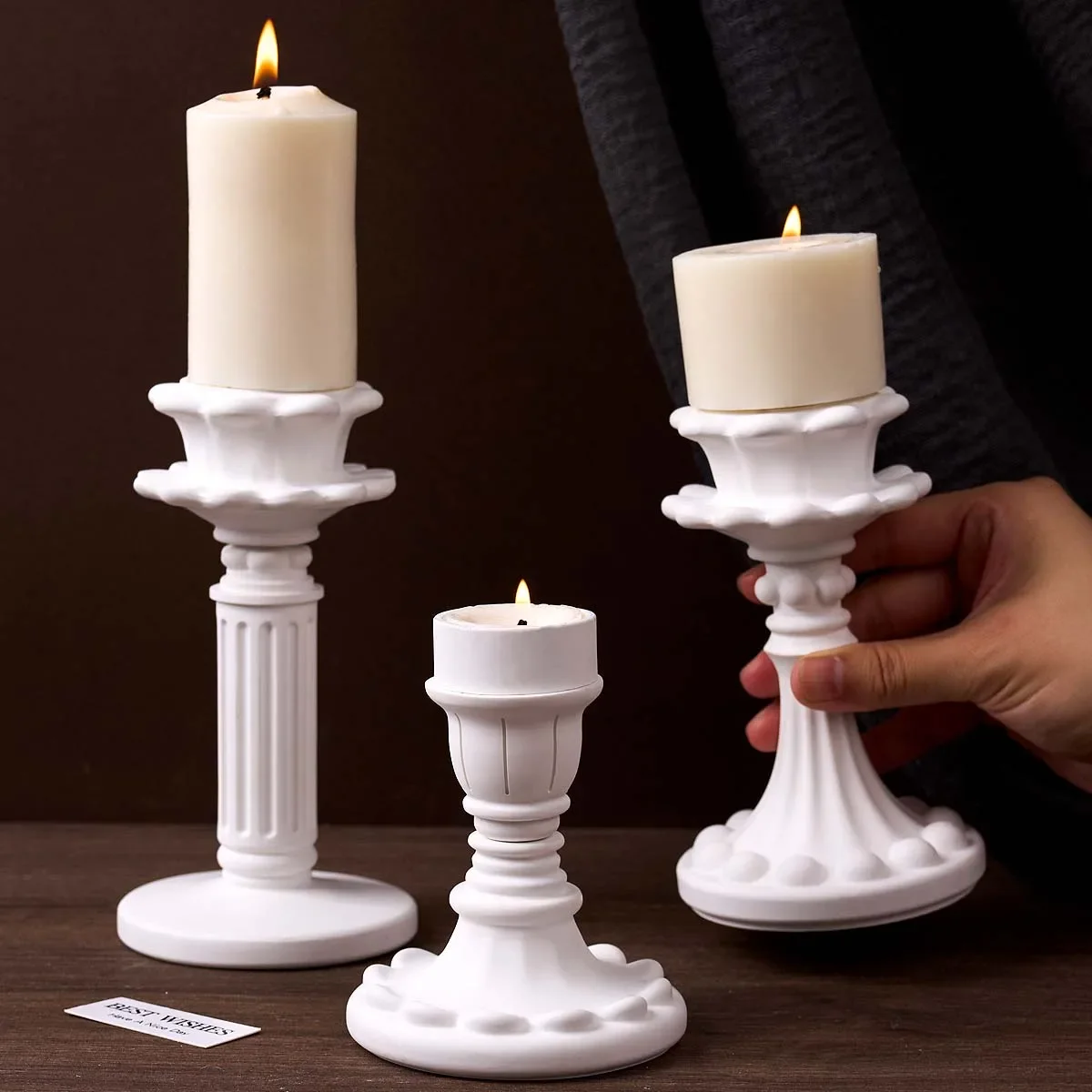 

Nordic Candleatick Ornaments Silicone Mold DIY Home Decor Candle Holder Base Casting Molds Plaster Resin Crafts Making Mould