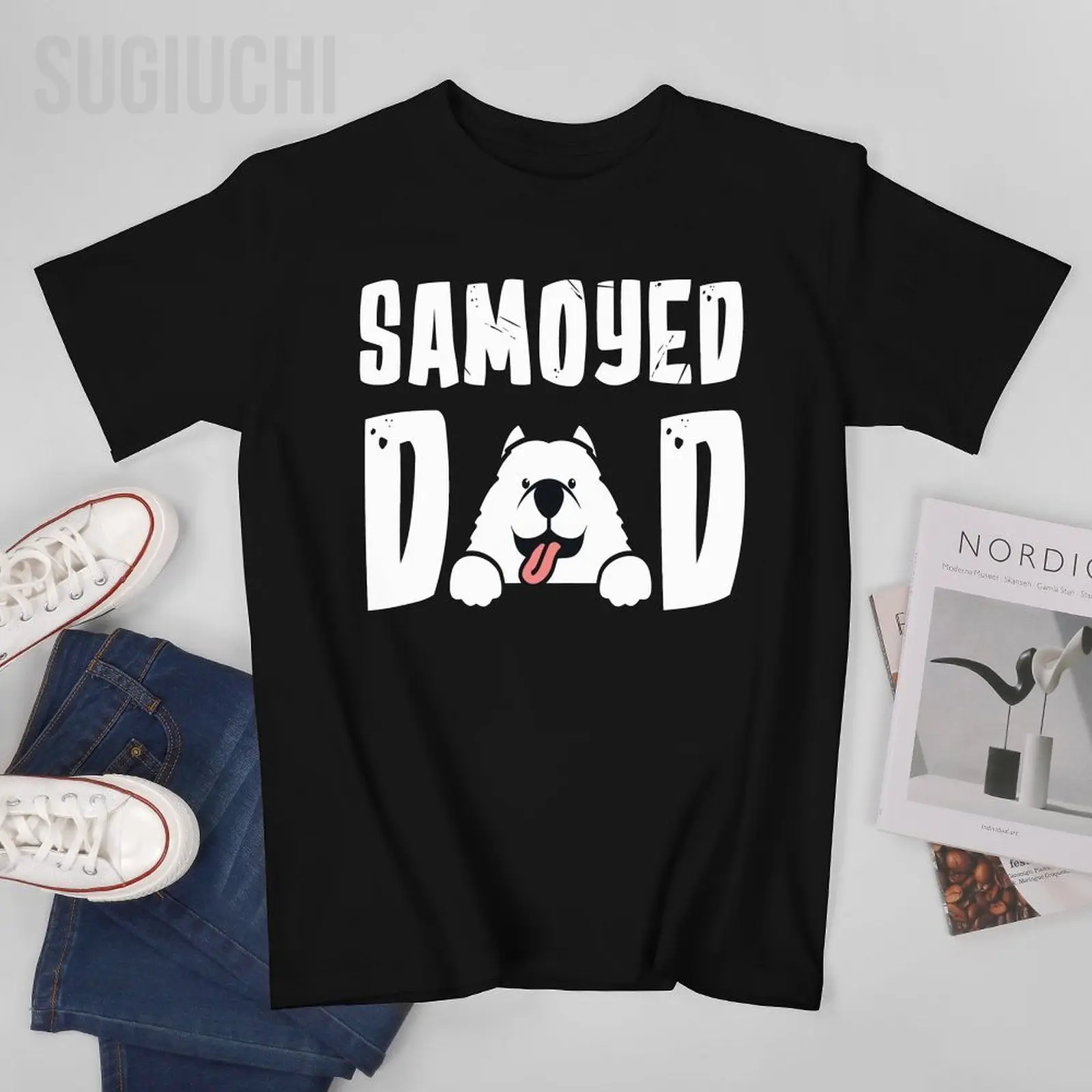 Unisex Men Cute Samoyed Lover's Dog Samoyed Dad Puppy Tshirt Tees T Shirts Women Boys 100% Cotton T-Shirt