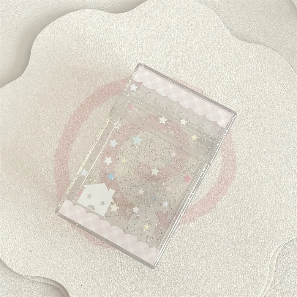 Caja de almacenamiento de tarjetas fotográficas de estrella brillante, estuche organizador de almacenamiento transparente de estrella de plástico, organizador de papelería multifunción