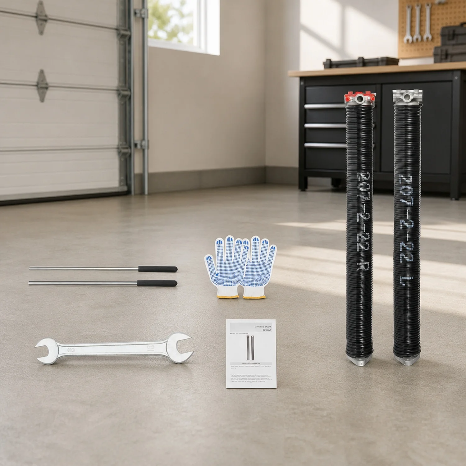 Garage Door Torsion Springs, Pair of 0.207 x 2 x 22inch, 16000 Cycles, with Non-Slip Winding Bars, Gloves and Mounting Wrench