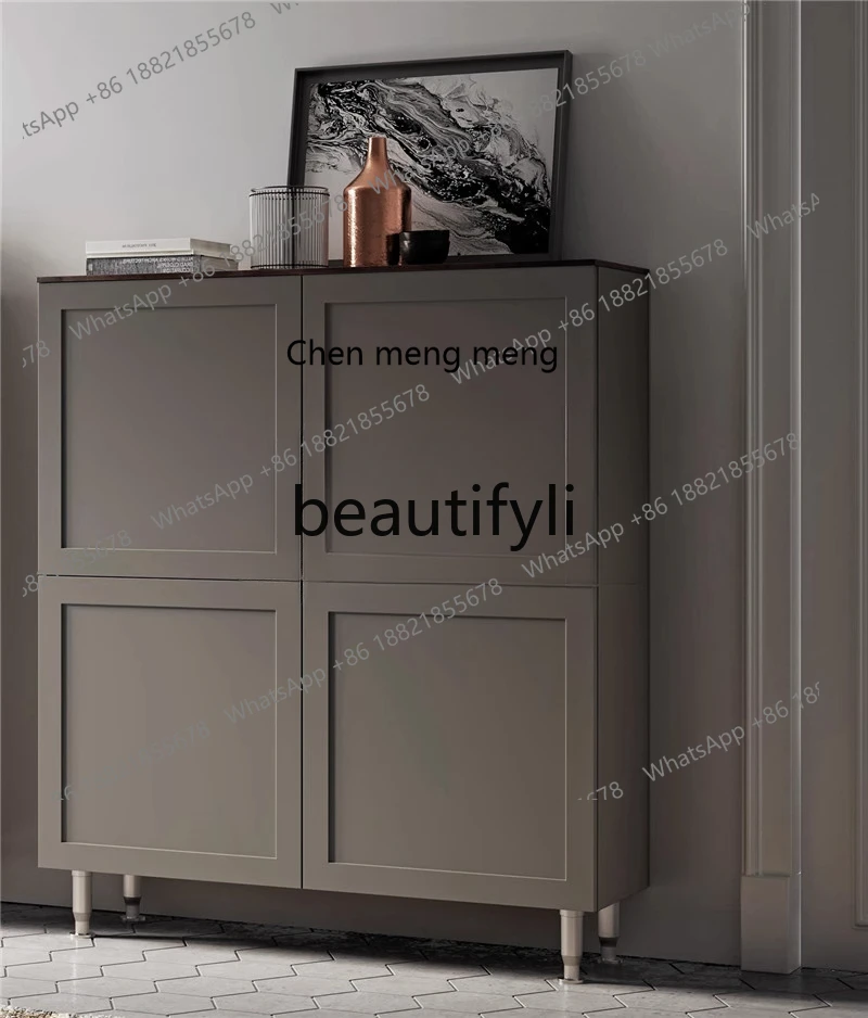 Armoire latérale de salle à manger en bois massif, lumière de luxe, double porte, moderne, simple, décoration de la maison, rangement, porche, armoire à chaussures intégrée H