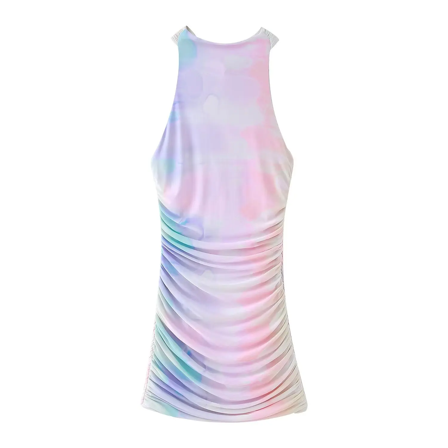 Sexy ort Printed Silk Net Dr with Bow Knot Decoration  Ba for Women's Summer Casual round Neline Polyester