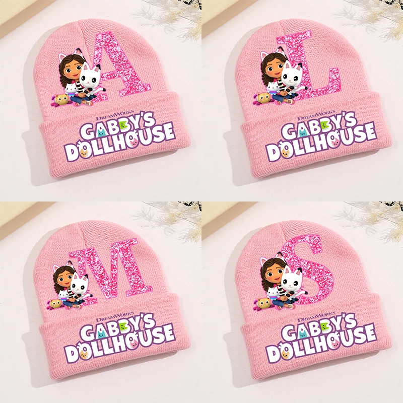 New Gabby Dollhouses Baby Hat Cartoon Letter Printed Knitted Hats Cute Children Warm Hat Girls Beanie Cap Autumn Kids Clothing