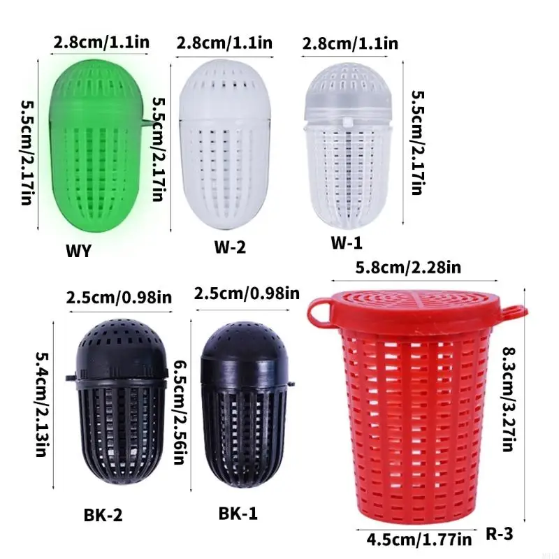 M5TC 5pcs أسماك إغراء صيد الأسماك الطعوم قفص مصاصة صاحب التغذية حامل السمك إغراء سلة بلاستيكية