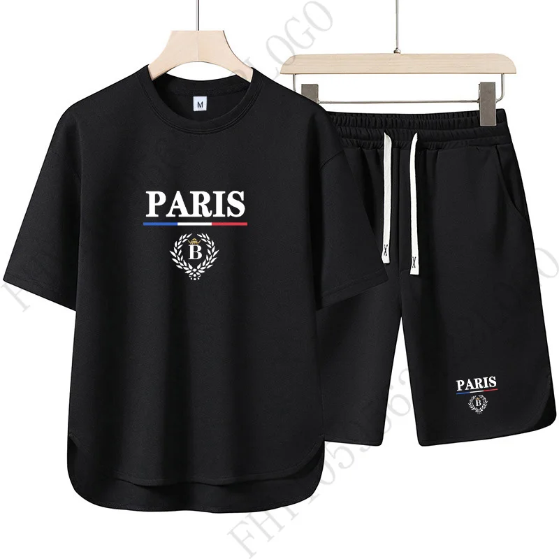 

2026 summer fashionable men's new casual round neck set, outdoor comfortable top casual sports shorts two-piece set