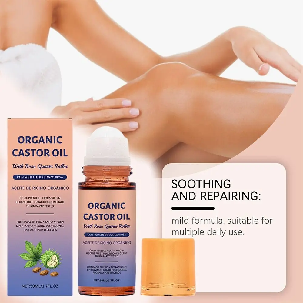 50 مللي زيت الخروع اللطيف علاج الرول الكرة ترطيب لينة تدليك يومي علاج غسول مغذي الجسم الجلد المحمولة