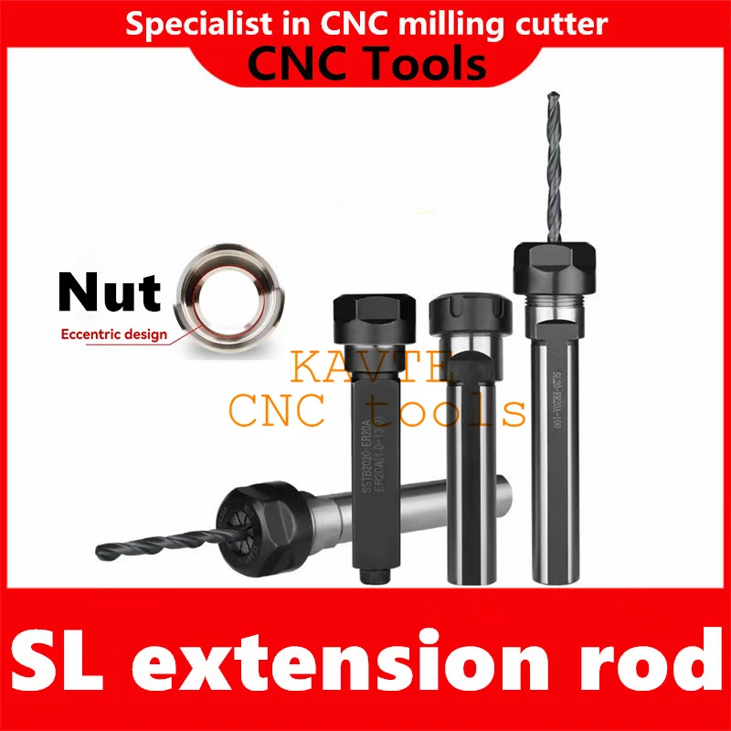 Sl16 sl20 sl25 er16 er20 er25 er32 100l haste de extensão torno automático pinça mandril titular torno mecânico poderoso aperto er